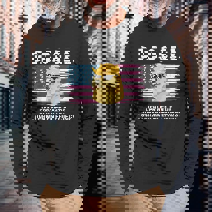 Doge 政府効率省 トランプ柴犬 長袖Tシャツ 高齢者への贈り物