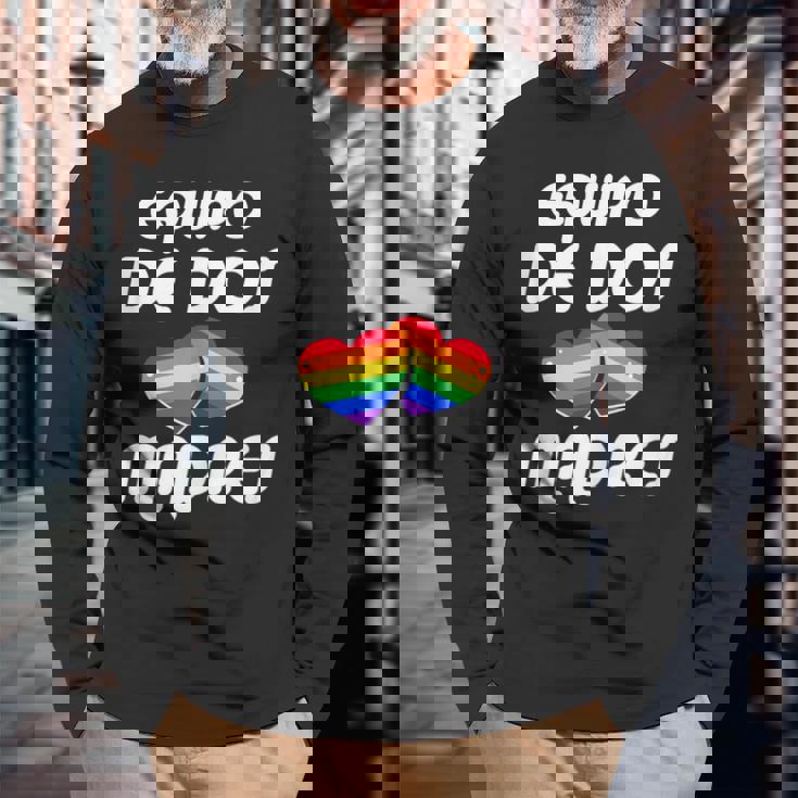Dos Madres Lgbt-Q Orgullo Gay Mamá Aliada Corazón Arco Iris In Mangas Camiseta de manga larga Regalos para ancianos
