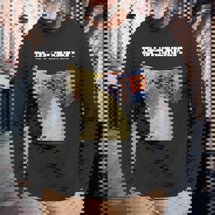 I Eat Cement Cursed Cat Weirdpecific Meme 長袖Tシャツ 高齢者への贈り物