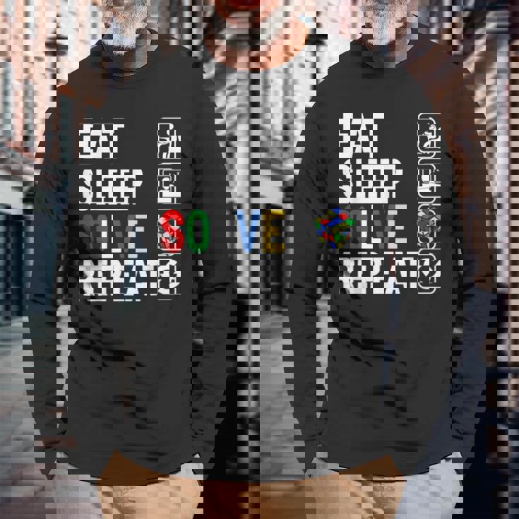 Eatleepolve Repeat キューブゲーム ルービックtシャツ 長袖Tシャツ 高齢者への贈り物