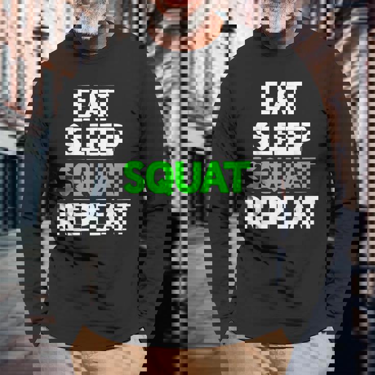 Eatleepquat Repeat モチベーショントレーニング 長袖Tシャツ 高齢者への贈り物