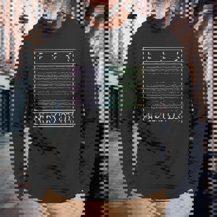 Eeg技術者 神経学 カラフルな脳波 Eeg 長袖Tシャツ 高齢者への贈り物