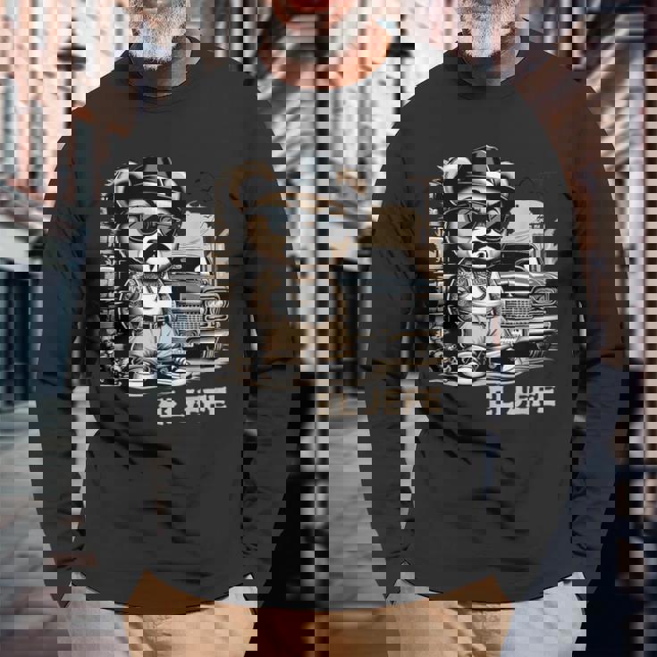 El Jefe ヒップホップ テディベア ローライダー シャツ チカーノ チョロ 長袖Tシャツ 高齢者への贈り物