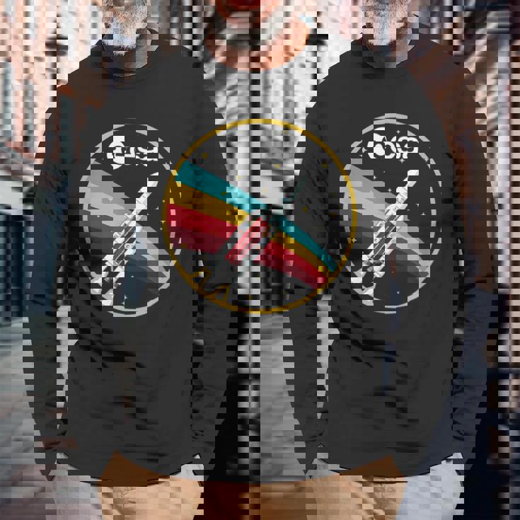 Esa 欧州宇宙機関 アリアン 5 ロケット ヴィンテージ 長袖Tシャツ 高齢者への贈り物