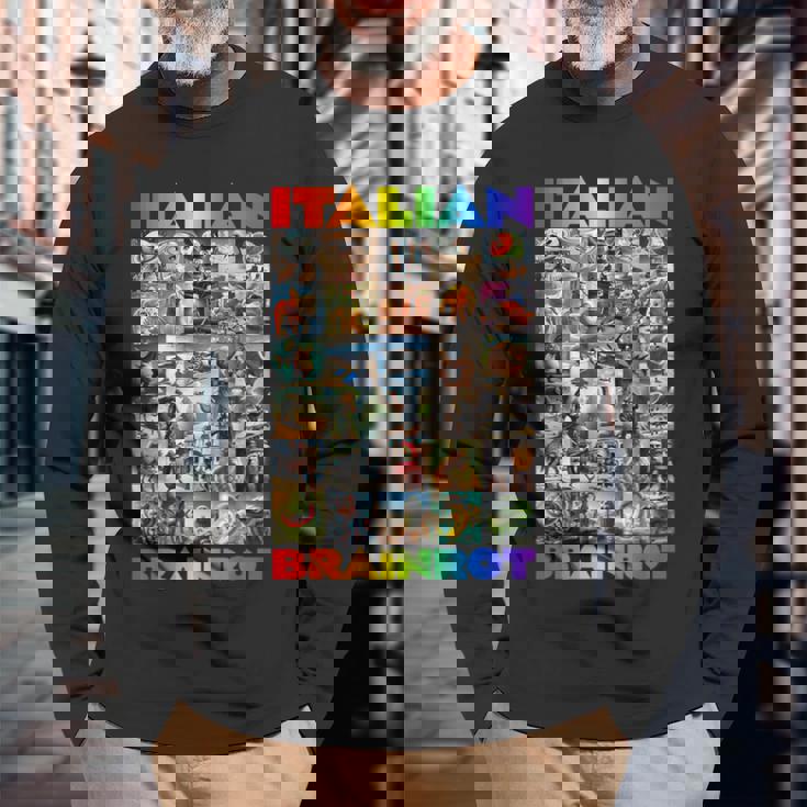 Every Italian Brainrot Meme Italian Brainrotコレクション 長袖Tシャツ 高齢者への贈り物