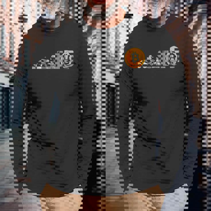 Evolution Of Money お金の進化 ビットコインプランb 暗号通貨btc ホドル 長袖Tシャツ 高齢者への贈り物