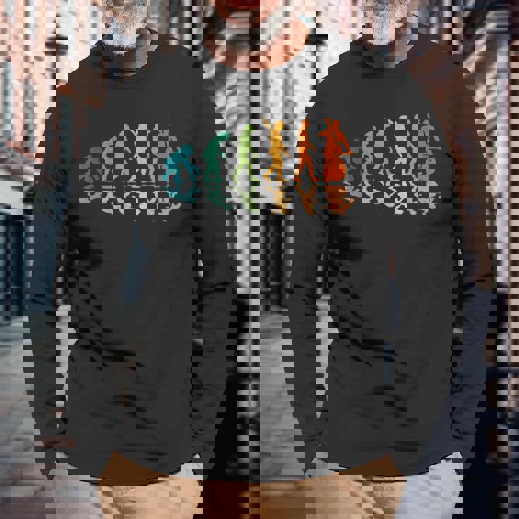 Evolution コントラバスプレーヤー 長袖Tシャツ 高齢者への贈り物