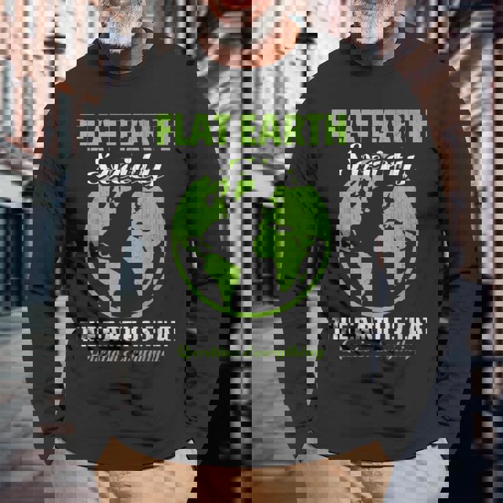 Flat Earthociety Flat Earther Conspiracy Theory 長袖Tシャツ 高齢者への贈り物