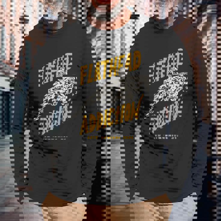 Flathead Addiction マゴチ 釣り 長袖Tシャツ 高齢者への贈り物