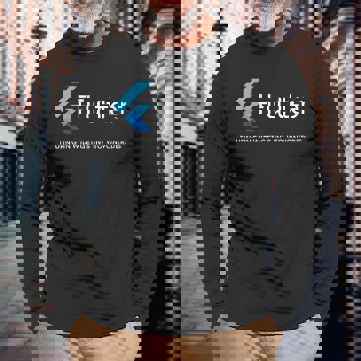 Flutter ウィジェットがアートになる場所 長袖Tシャツ 高齢者への贈り物