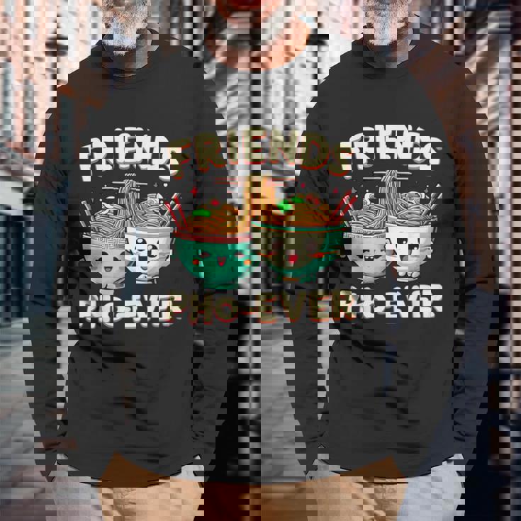 Friends Pho-Ever かわいいベトナムのフォー麺スープボウル 長袖Tシャツ 高齢者への贈り物