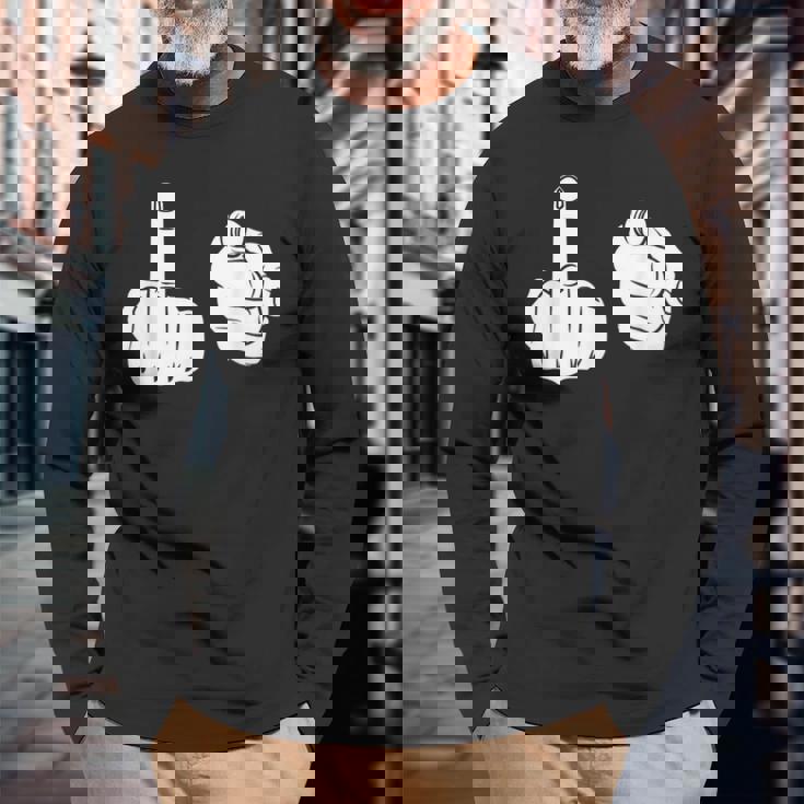 Fuck You シャツ 中指ポインティング Fuk You FUck You 長袖Tシャツ 高齢者への贈り物