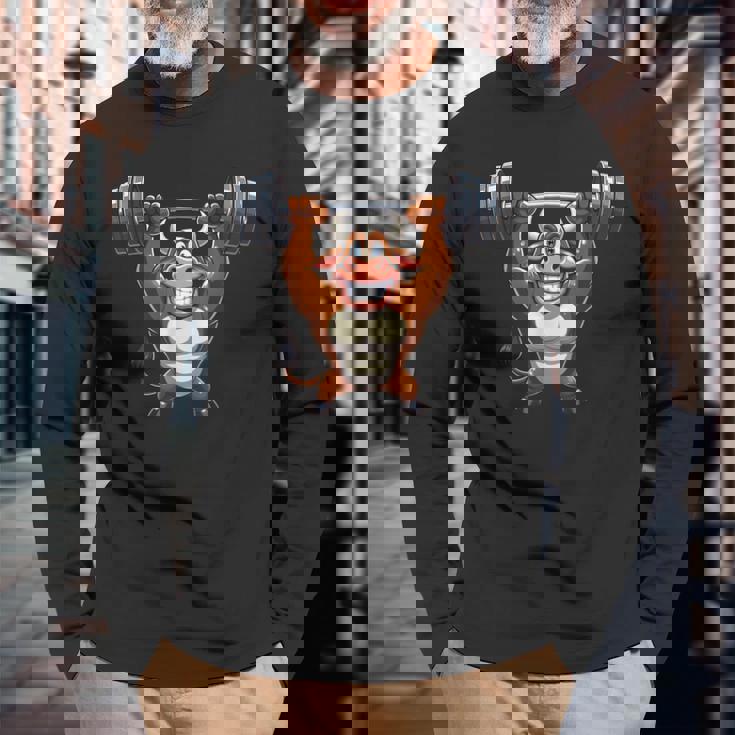 Bull ワークアウト バーベル 牛 フィットネス 長袖Tシャツ 高齢者への贈り物