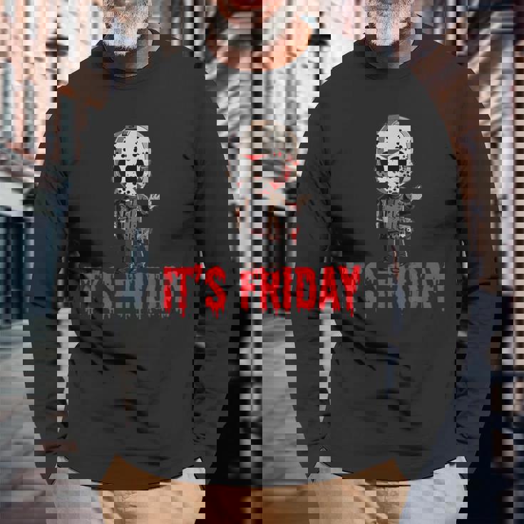 Friday 13Th ファニーハロウィンホラー 長袖Tシャツ 高齢者への贈り物