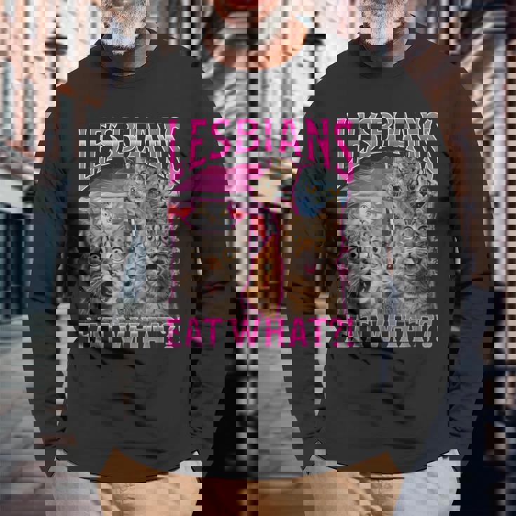 Lesbians Cat Owner Lesbians Eat What 長袖Tシャツ 高齢者への贈り物