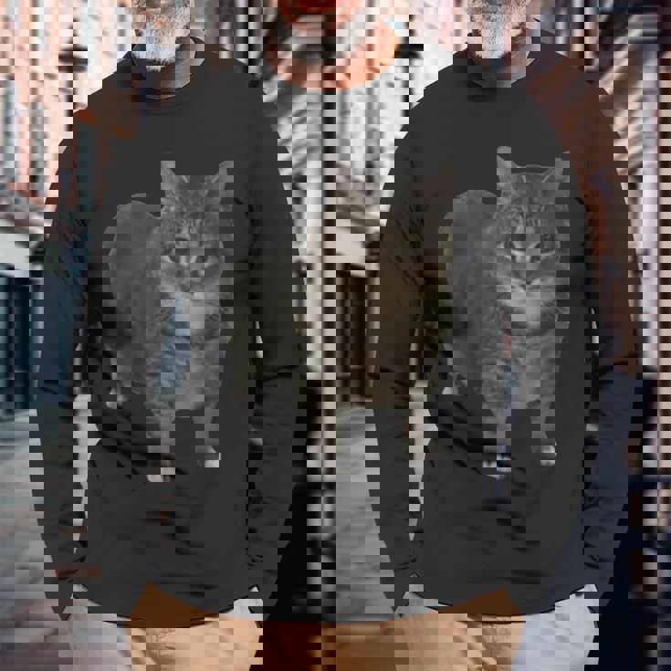 Oiia Oiia スピニングキャットミーム 長袖Tシャツ 高齢者への贈り物