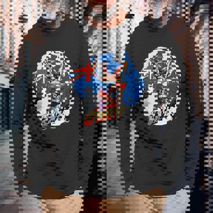 G'dayオーストラリアのお土産カンガルー。 長袖Tシャツ 高齢者への贈り物