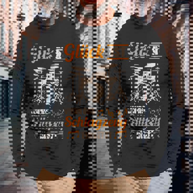 Glück Ist Wenn Das ドラムセット ドラム&ドラム 長袖Tシャツ 高齢者への贈り物