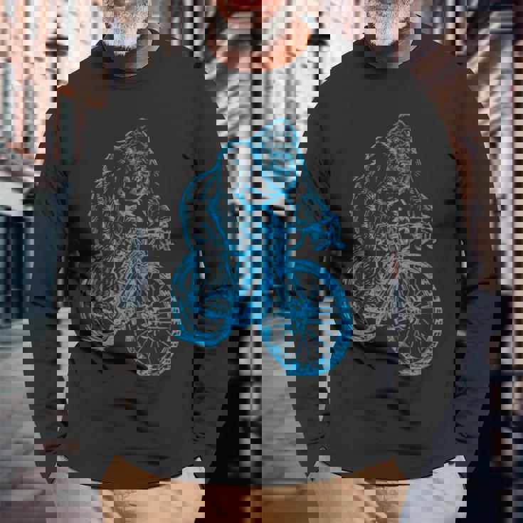 Gorilla サイクリング 自転車 クール モンキー おもしろい 動物 バイク 長袖Tシャツ 高齢者への贈り物