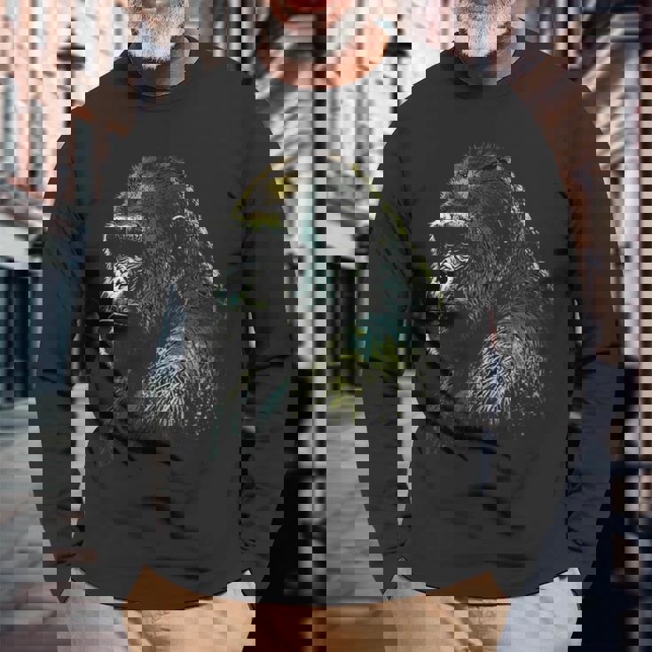 Gorilla モンキーアート 動物 長袖Tシャツ 高齢者への贈り物