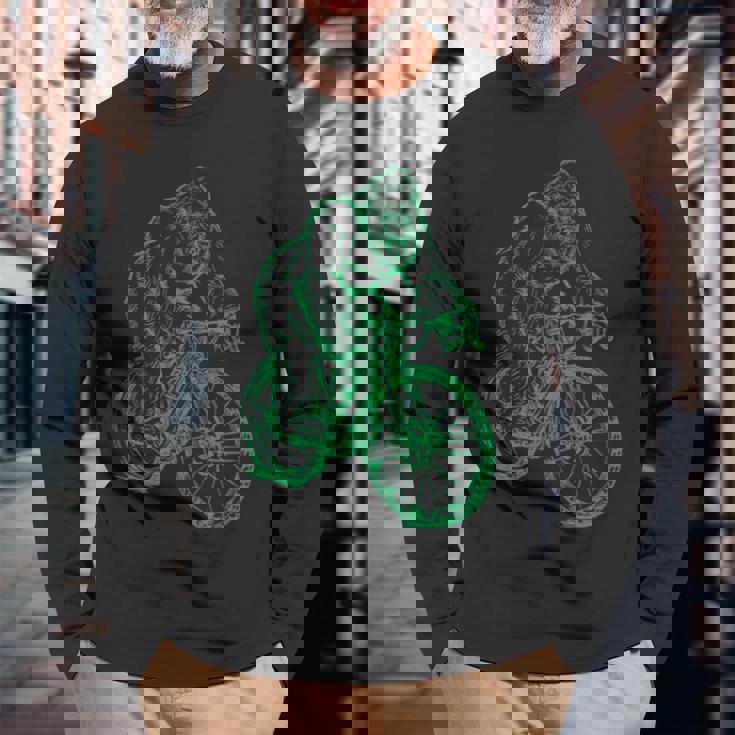 Gorilla ライディングバイク おもしろモンキー クール 動物 サイクリング 自転車 長袖Tシャツ 高齢者への贈り物