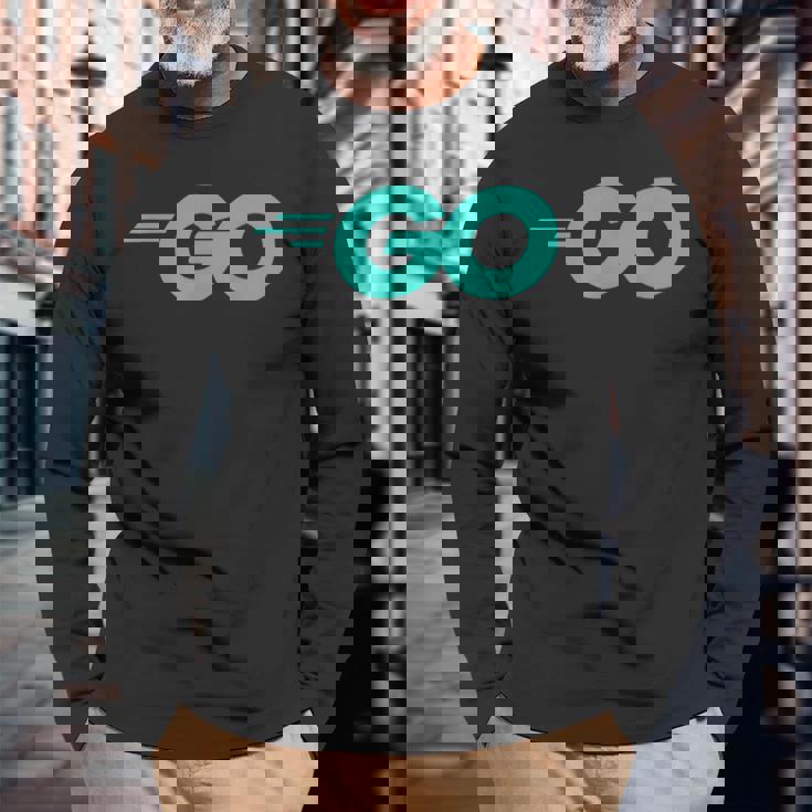 Goロゴ付きのgoプログラミング言語golang開発者 長袖Tシャツ 高齢者への贈り物