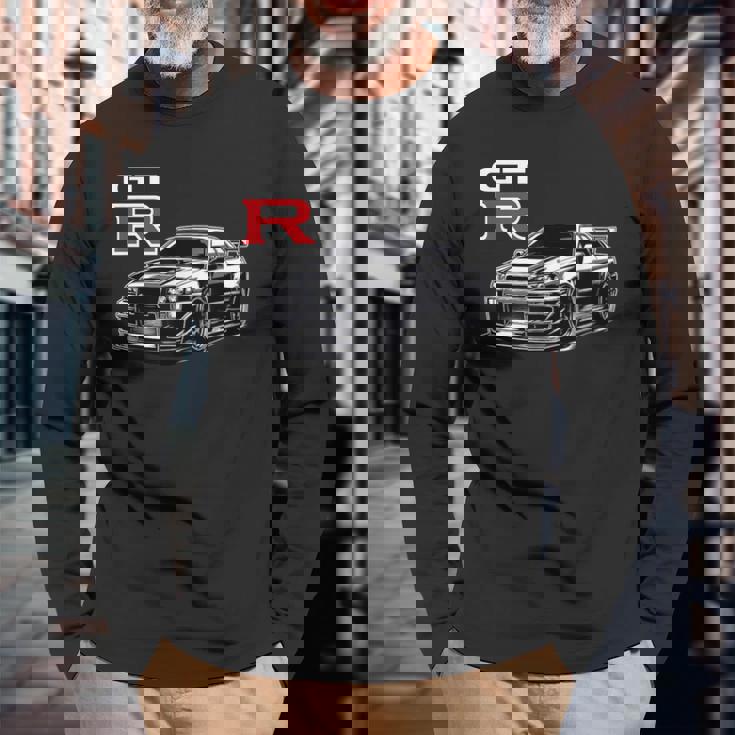 Gt R 34 レーシング ドラグ ドリフト Jdm Japan ストリートスポーツカー 長袖Tシャツ 高齢者への贈り物
