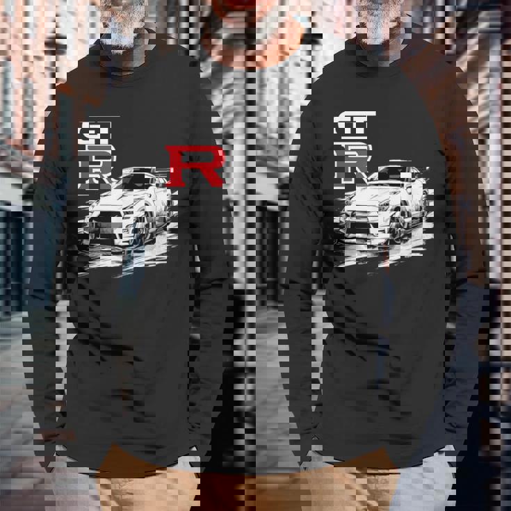 Gt R 35 Jdm ストリートレーシング ドラッグ ドリフト スポーツカー 長袖Tシャツ 高齢者への贈り物