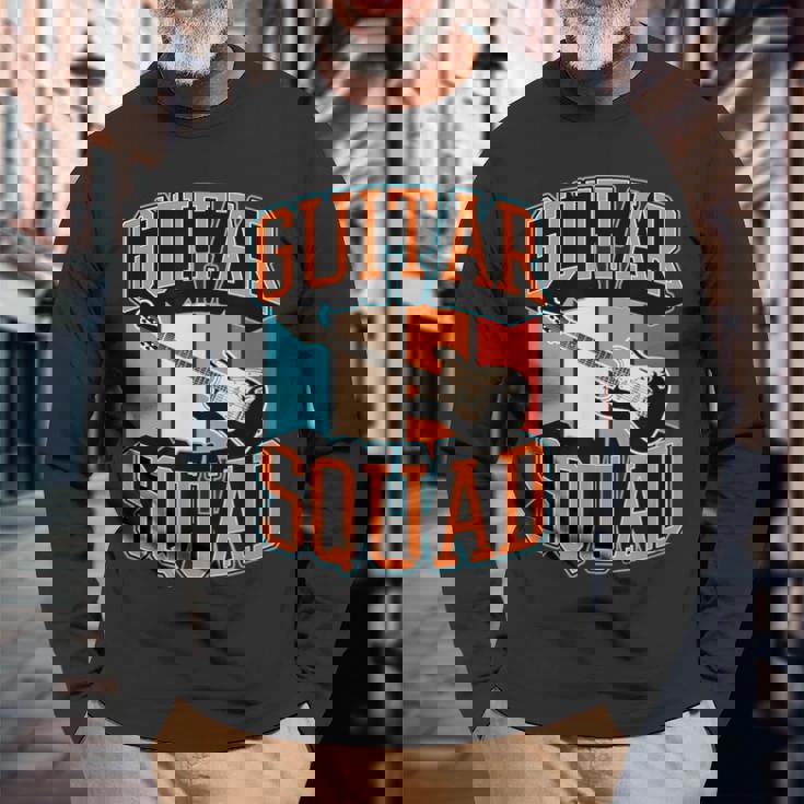 Guitarquad マッチング レトロ ヴィンテージスタイル ギターバンド 長袖Tシャツ 高齢者への贈り物