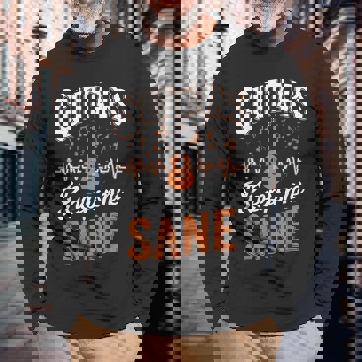 Guitars Keep Meane Pun Guitarists アコースティックギター 長袖Tシャツ 高齢者への贈り物