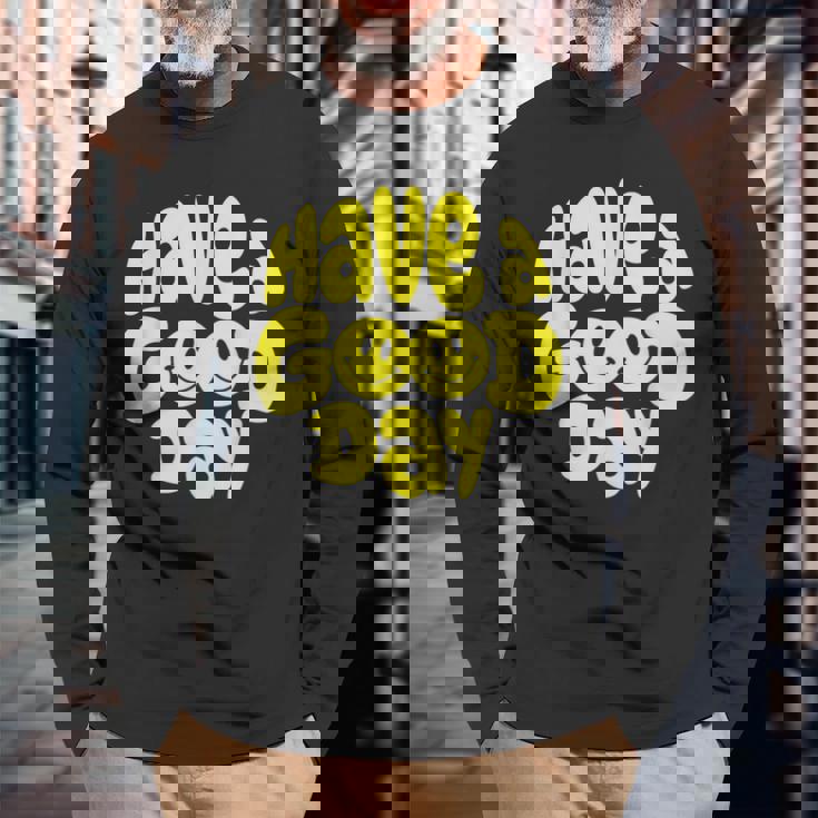 Have A Good Day レトロ ハッピーフェイス 90年代 スマイルフェイス 美学 長袖Tシャツ 高齢者への贈り物