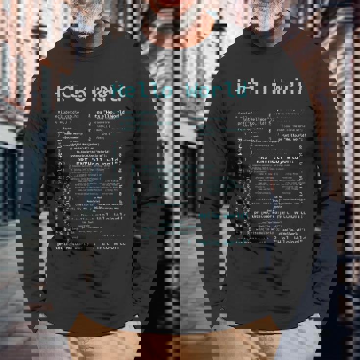 Hello World Includetdio Int Main 長袖Tシャツ 高齢者への贈り物