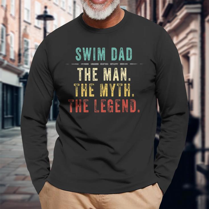 Hombre Regalo Para El Día Del Padre Natación Papá Hombre Mito Leyenda Camiseta de manga larga Regalos para ancianos
