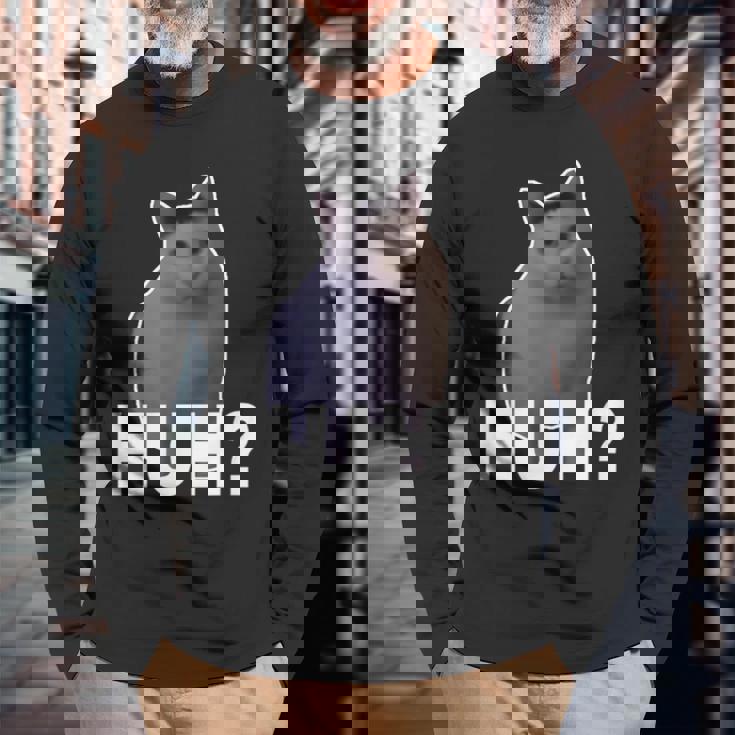 Huh Cat Meme 長袖Tシャツ 高齢者への贈り物