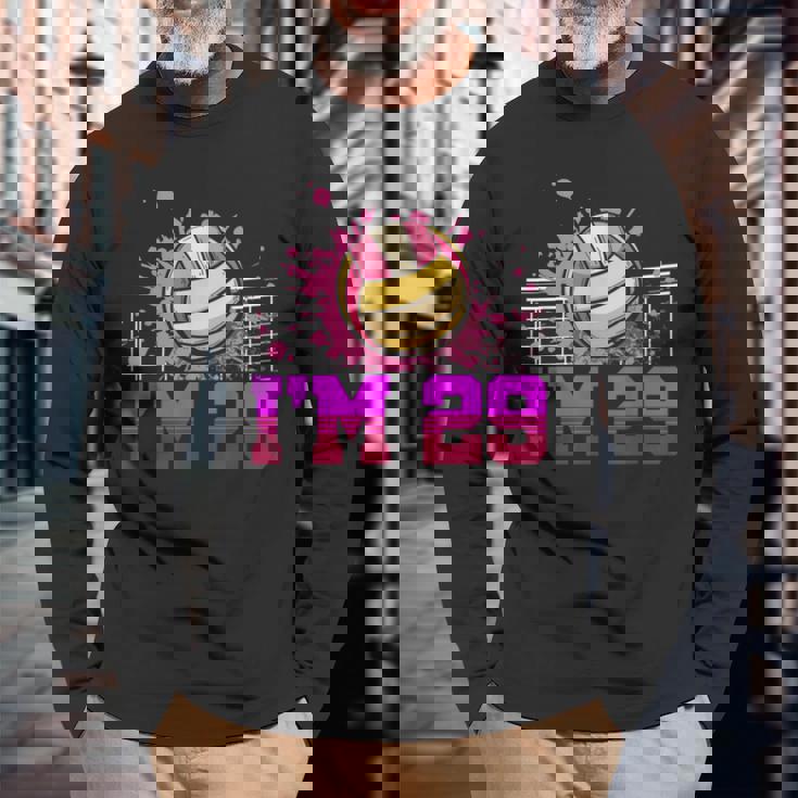 I'm 29Ports バレーボール選手 大人用 29歳の誕生日 長袖Tシャツ 高齢者への贈り物