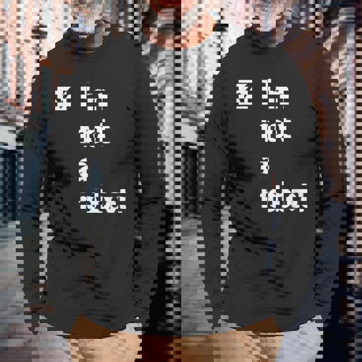 I'm Not A Robot Ai 人工知能ゲーマー 長袖Tシャツ 高齢者への贈り物