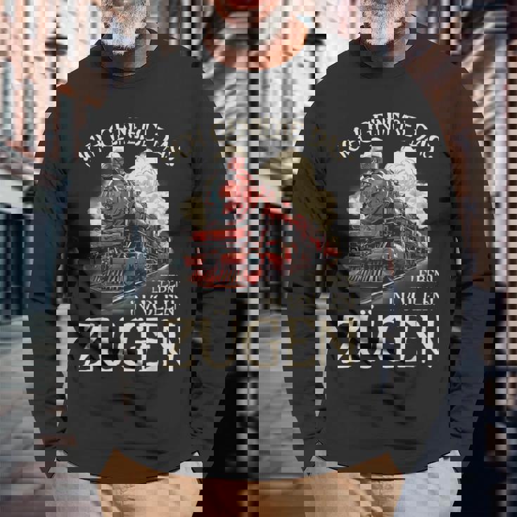 Ich Genieße Das Leben Inollen Zügen 通勤鉄道 長袖Tシャツ 高齢者への贈り物