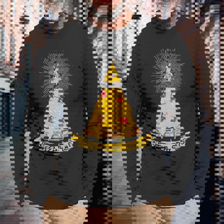 In Pizza We Trust イルミナティピザ 長袖Tシャツ 高齢者への贈り物