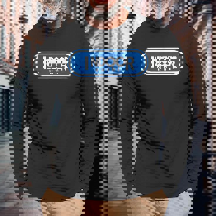 Indoor インドア【変なデザイン屋さん】ブランド ロゴ パロディ 面白い 長袖Tシャツ 高齢者への贈り物