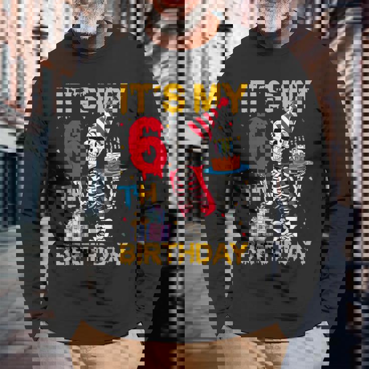 It's My 6Th Birthday Party ハロウィン スケルトン 誕生日 長袖Tシャツ 高齢者への贈り物