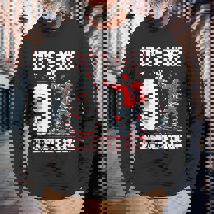 It's My 9Th Birthday 男の子 アイスホッケー ダビング 9歳 長袖Tシャツ 高齢者への贈り物