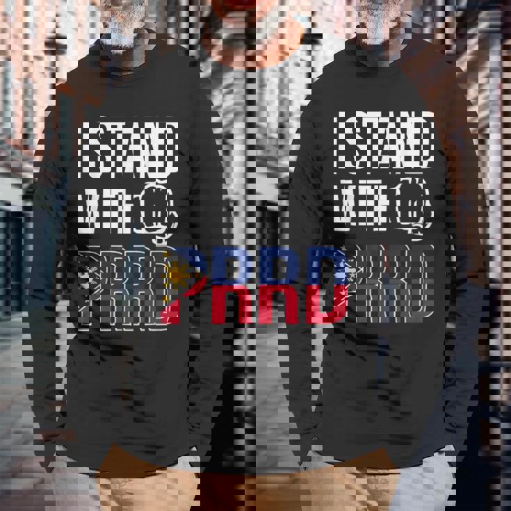 Itand With Prrd Du30 サポーター フィリピン国旗拳ポンプ 長袖Tシャツ 高齢者への贈り物