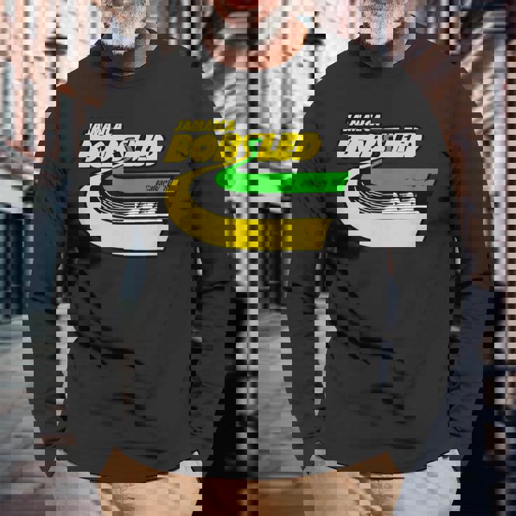 Jamaica Bobsled レトロなボブスレー チーム ジャマイカの国旗 長袖Tシャツ 高齢者への贈り物