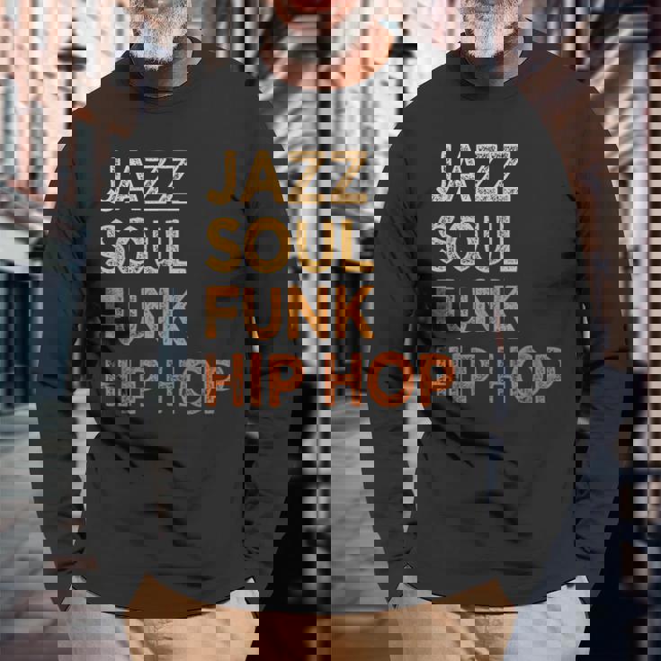 Jazzoul ファンク ヒップホップ アフリカ系アメリカ人のプライド音楽愛好家 長袖Tシャツ 高齢者への贈り物