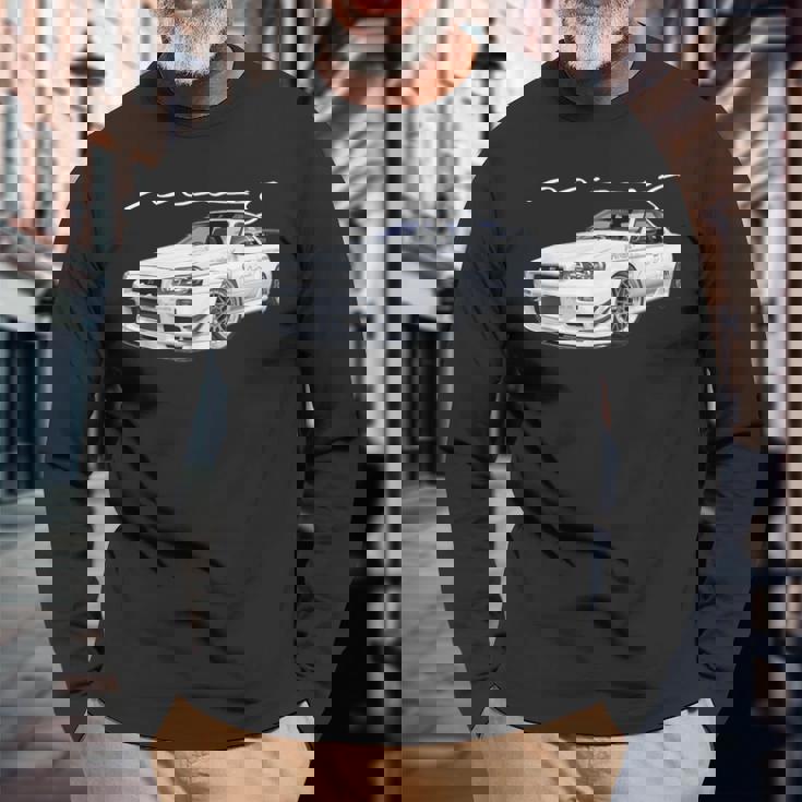 Jdm Car R34-Spec Ii Rb26kyline Mine's-Spec N1 長袖Tシャツ 高齢者への贈り物