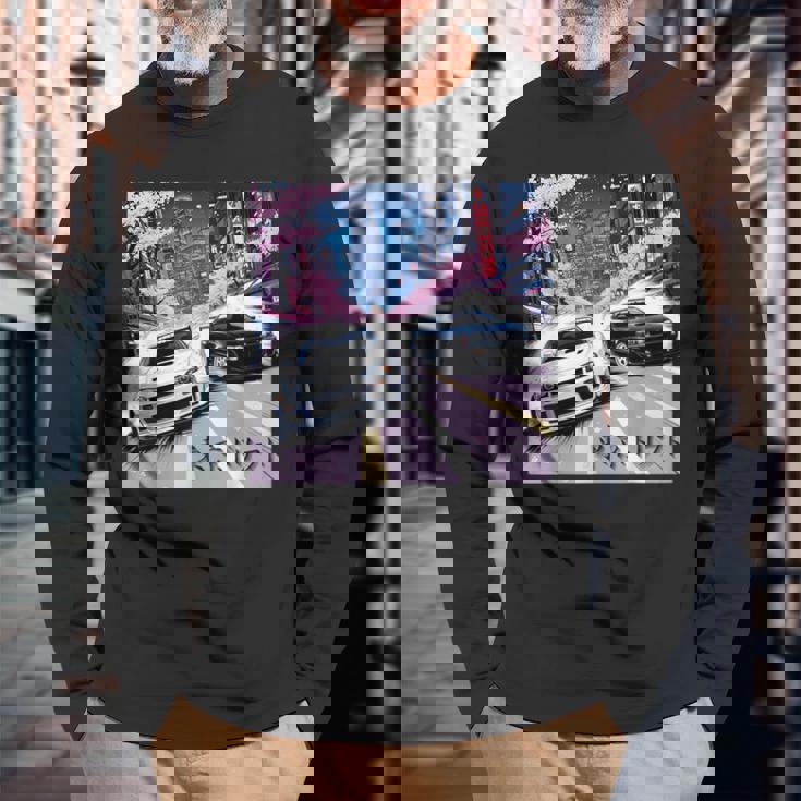 Jdm レースカーズ 東京ストリート ドリフト アニメ風 桜 長袖Tシャツ 高齢者への贈り物