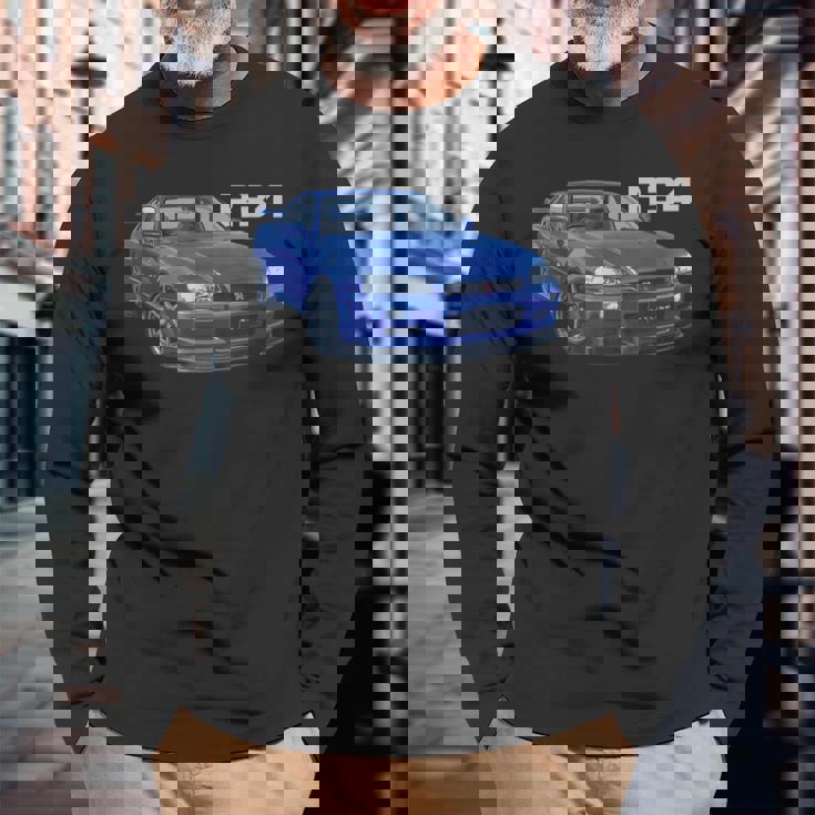 Jdm 車 R34 ベイサイド ブルー-Spec Ii 長袖Tシャツ 高齢者への贈り物