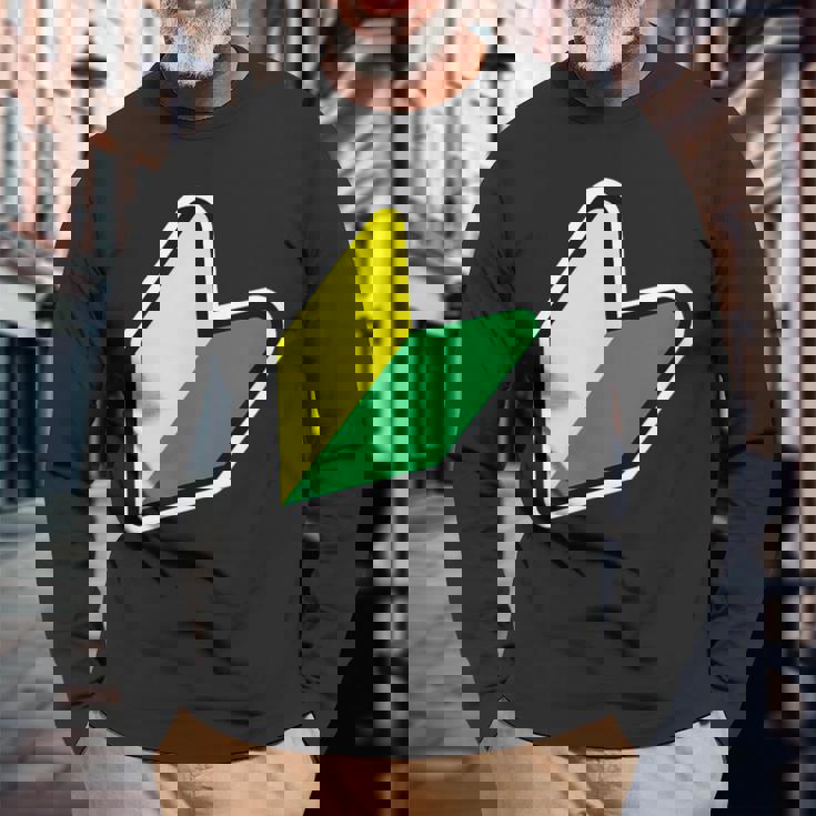 Jdm：Jdmマークビギナードライバー若葉商信社シンボル 長袖Tシャツ 高齢者への贈り物