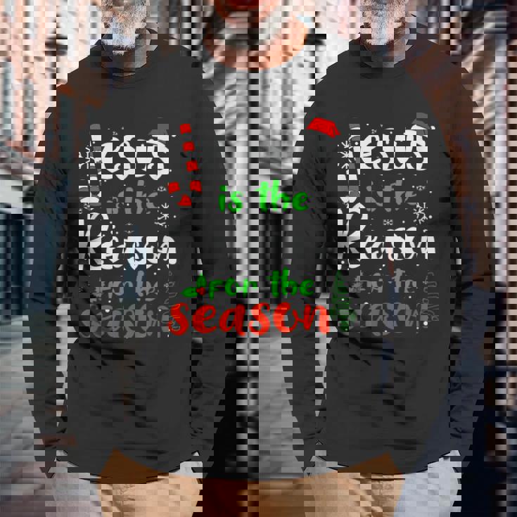 Jesus Is The Reason For Theeason クリスマス 神の信仰 長袖Tシャツ 高齢者への贈り物