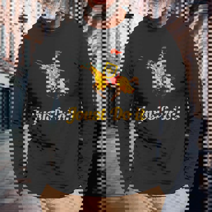 Jousting Joust Do It 中世の騎士tシャツ 長袖Tシャツ 高齢者への贈り物